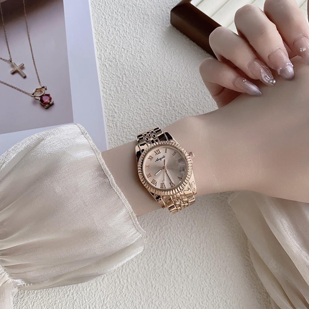 Gold Silver Steel Belt Diamond-encrusted High-end Women's Watch Simple Scale Alloy Rhinestone Quartz Watch Batch Watch