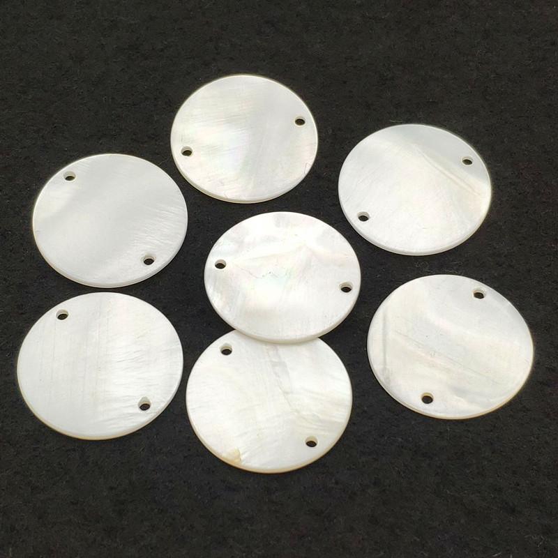 New Arrival! 25/30mm 100pcs Natural Shell Double Hole Connectors Round Charm For Handmade Jewelry Necklace/Earrings DIY Making