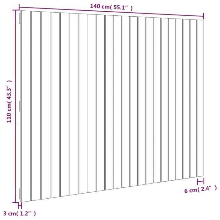 824968 vidaXL Wall-mounted Headboard 140x3x110 Cm Solid Pine Wood