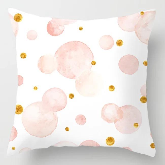 Pink Rose Floral Pillow Cover 2D Flat Printed Peach Skin Cushion Case Decorative Throw Pillowcase For Sofa Bedroom Home Deco