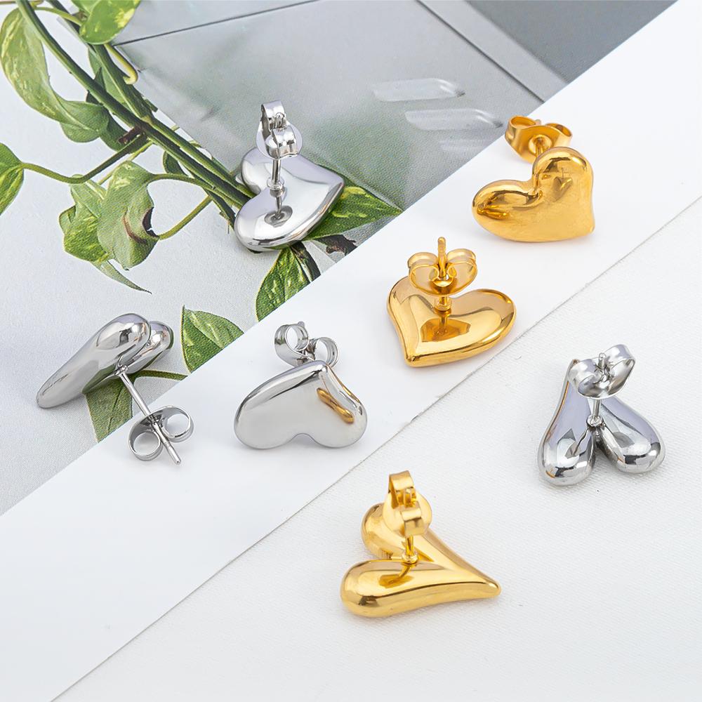 1Pair Mini Stainless Grid Design Steel Love Heart Stud Earrings for Women Girl Party Accessories DIY Jewelry Making Earring Base