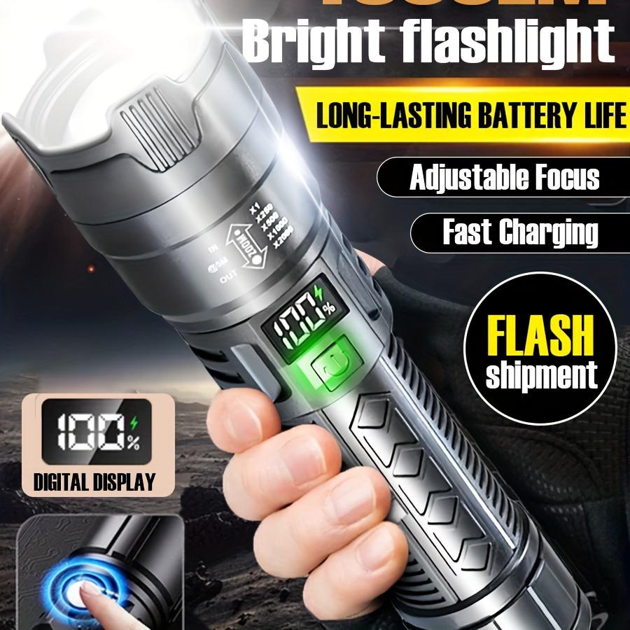 Portable Flashlight with Battery Display, Type-C Charging, Multiple Lighting Modes, Suitable for Home, Outdoor, Camping, Fishing