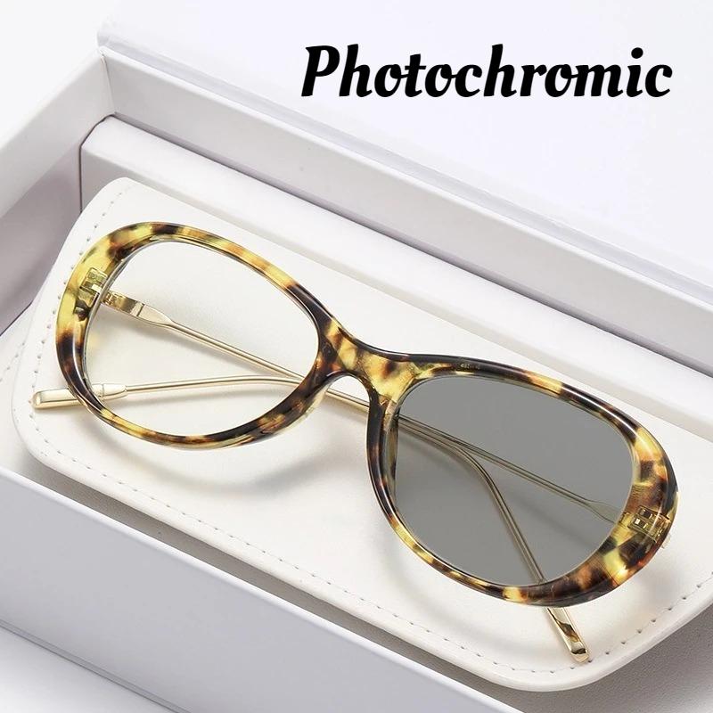 

Neutral Fashion Photochromic Myopia Glasses Retro Oval High-definition Glasses Men and Women Senior Luxury Myopia Glasses -4.0 0 леопардовый