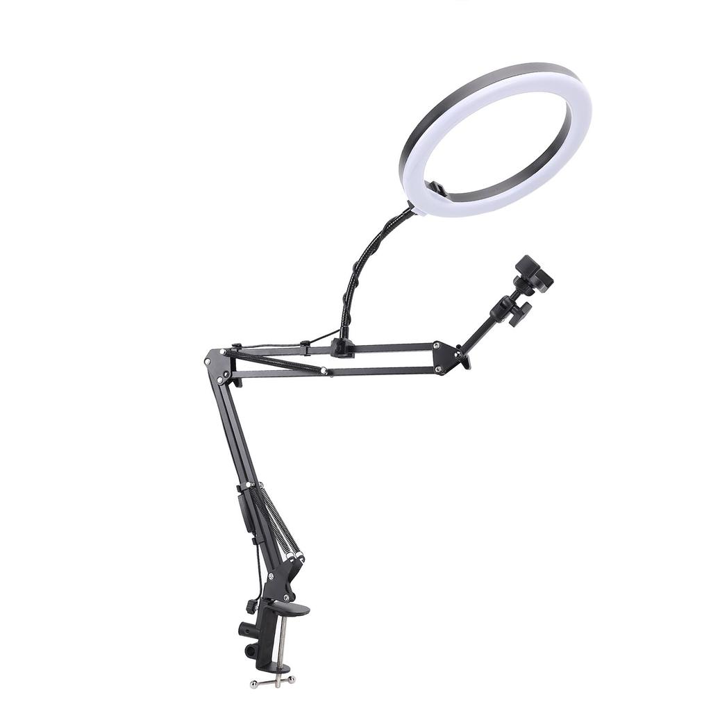 Overhead Ring Light with Phone Clip Adjustable Desktop Ring Light for Beauty Makeup Nail Art Live