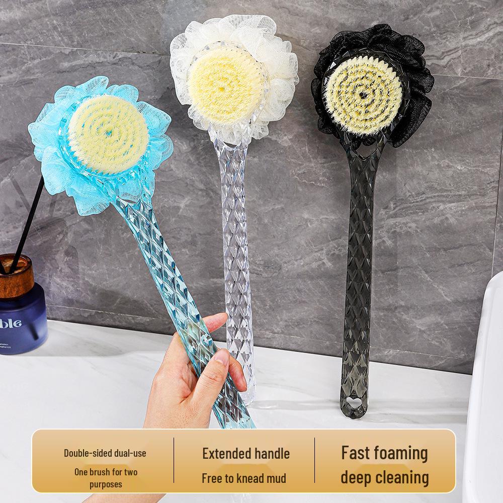 Long-Handle Bath Brush with Soft Bristles, Powerful Mud Scrubber for Women, No Need for Extra Scrubber Cloth
