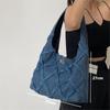 Vintage Denim Canvas Damen Umhängetaschen Retro Blau Große Kapazität Gitter Handtaschen Koreanische Lässige Damen Pendler Tragetaschen