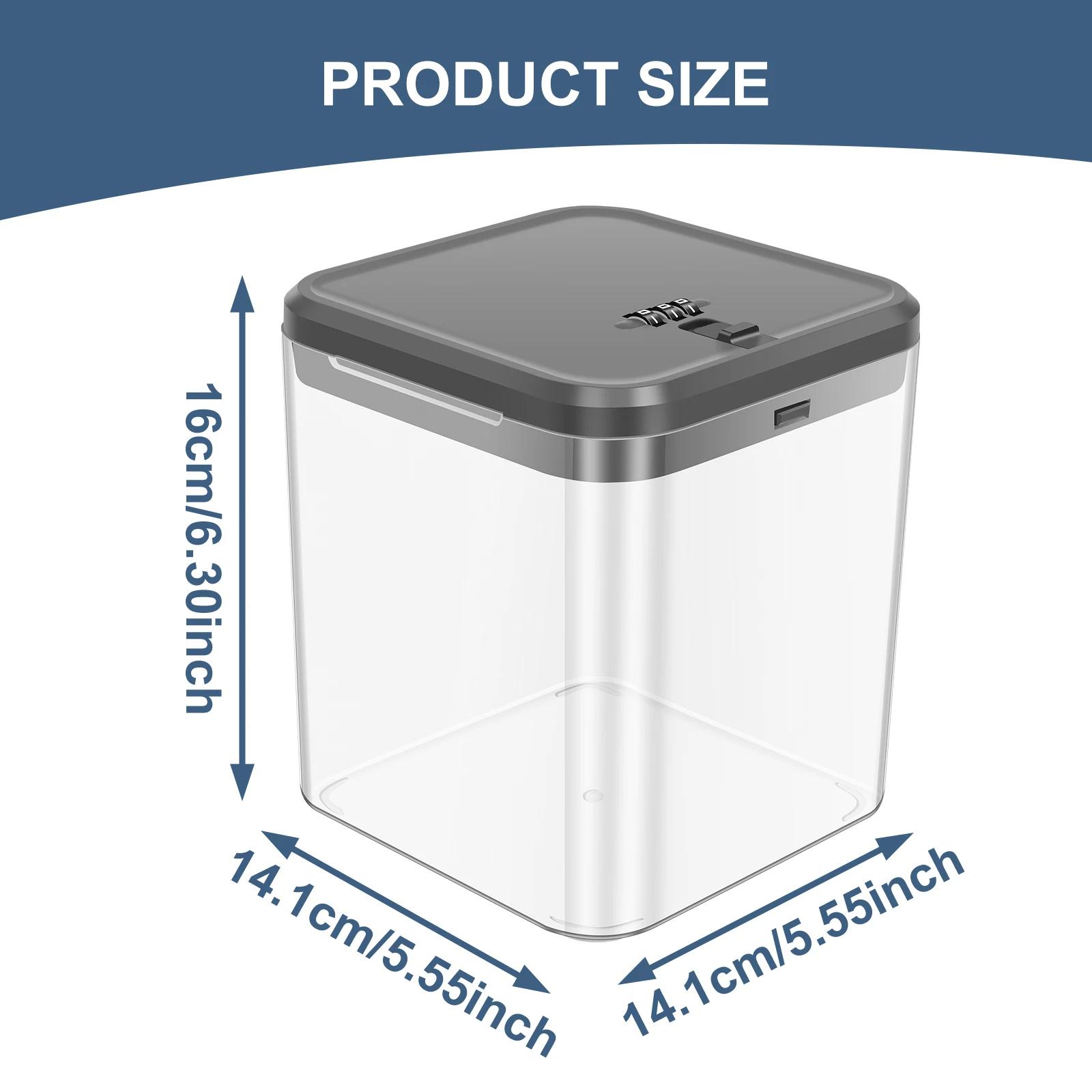 

Transparent Lock Box with Password Lockable Storage Box for Phone Gaming Device Food Snack Refrigerator Personal Items Safe box