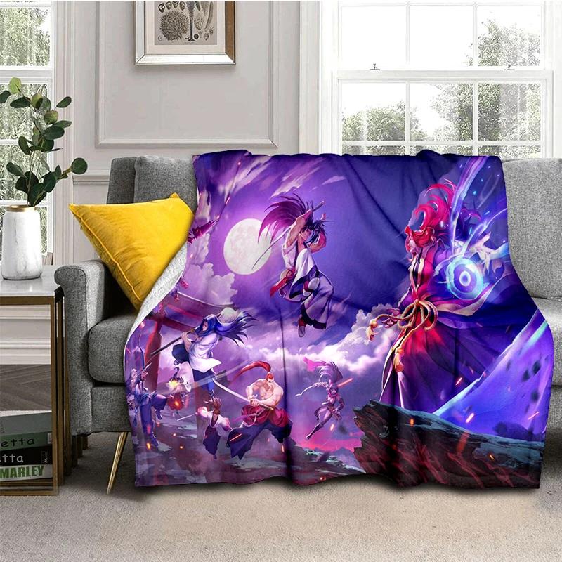 2026 New Style Retro Game Samurai Spirits Shodown Haohmaru Cartoon Blanket,Soft Throw Blanket for Home Bedroom Bed Sofa Kid Gift