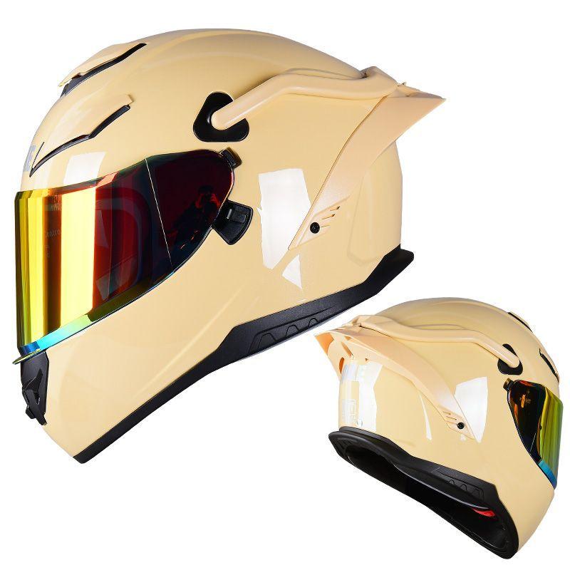 Motorcycle Full Face Helmet Large Tail Fin and Double Lens Motorcycle Racing Full Coverage Safety Helmet Summer Cascos Para Moto
