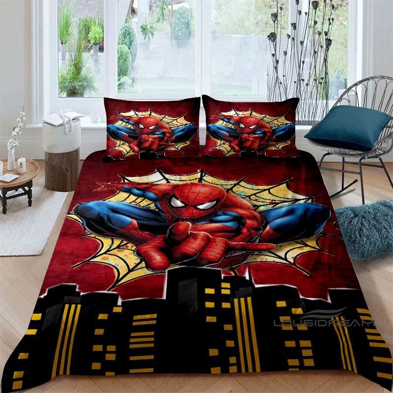 Spider-Man 3D printed duvet cover and pillowcase bedding set, available for single, double, king, and queen beds, suitable for