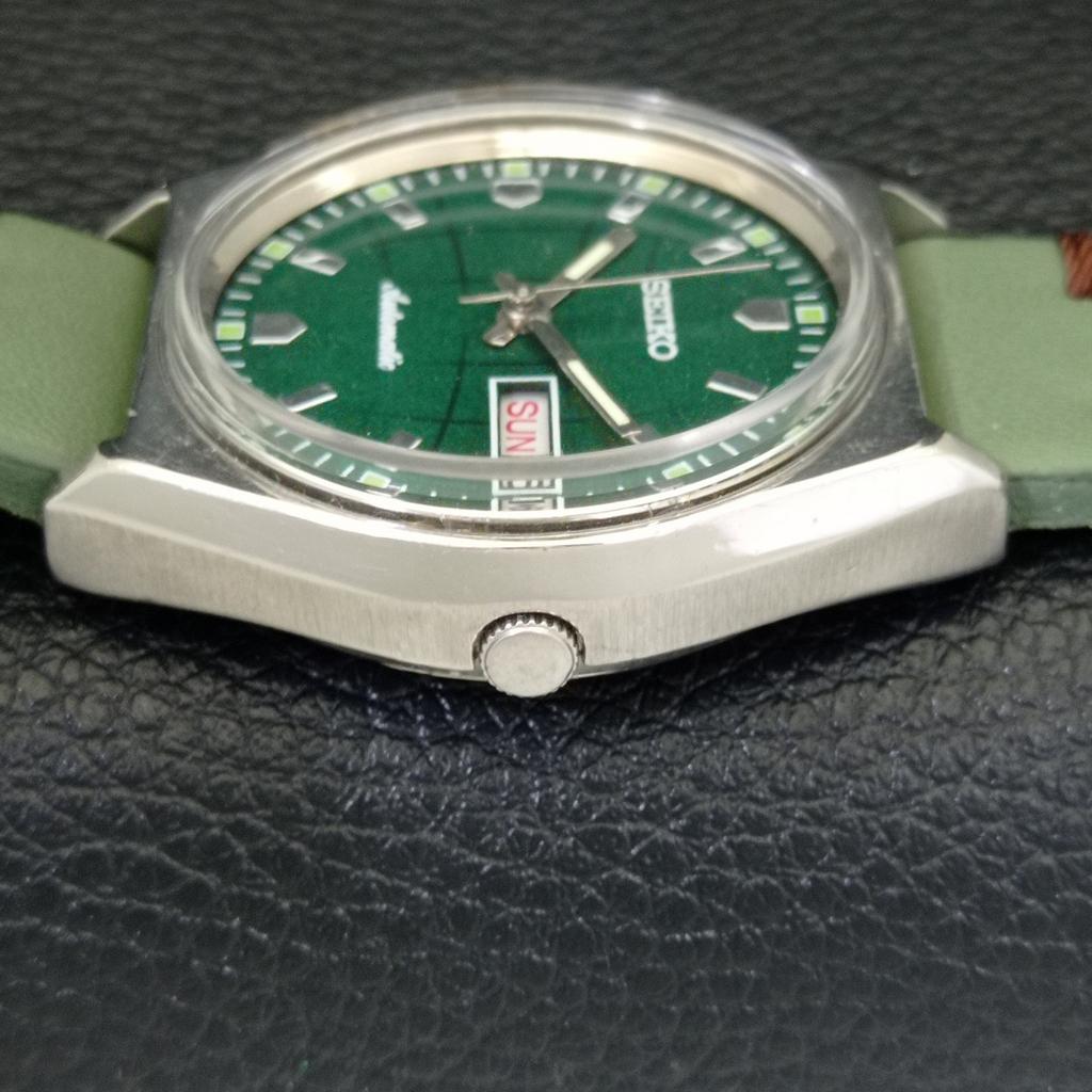 SEIKO AUTOMATIC 6309A JAPAN MENS VINTAGE GREEN COLOR DIAL WATCH a701448-5 R206b-a701448
