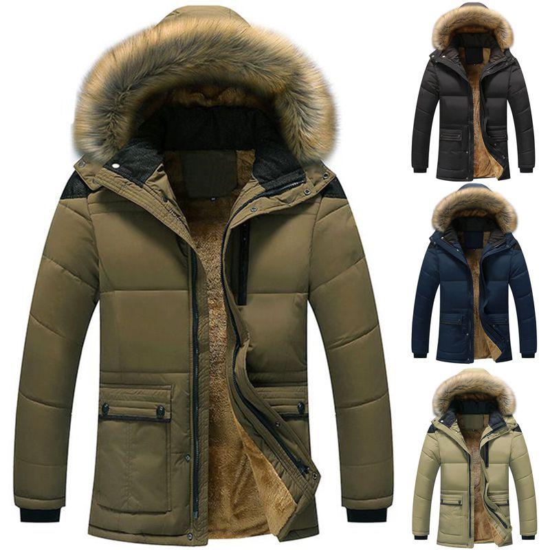 Men's Military Coat Thicken Warm Outwear Parka Hooded Jacket Outdoor Winter Fashion