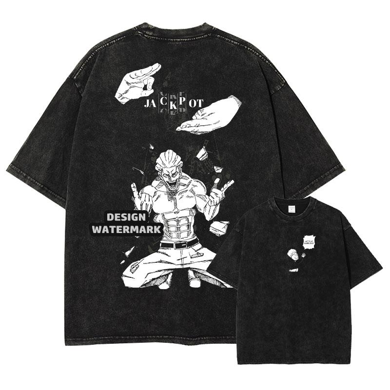 Anime Jujutsu Kaisen Tshirt Vintage Washed Hiromi Higuruma T Shirts Oversized Choso Short Sleeve Retro Mahito Tops Tees Unisex
