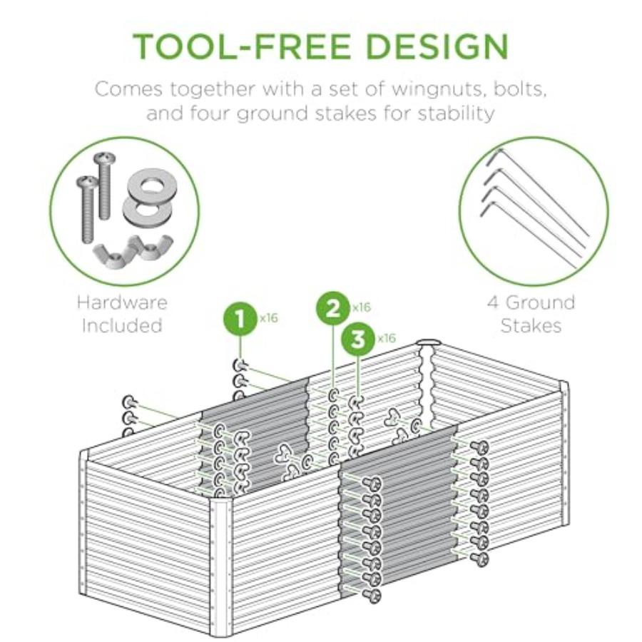 4x2x2ft Outdoor Metal Raised Garden Bed Deep Root Planter Box for Vegetables Flowers Herbs and Succulents W/ 119 Gallon Ccity P