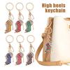 High Heels Keychain with Buckle Decorative Alloy Keyring Colorful Rhinestones Car Key Holder Backpack Accessories