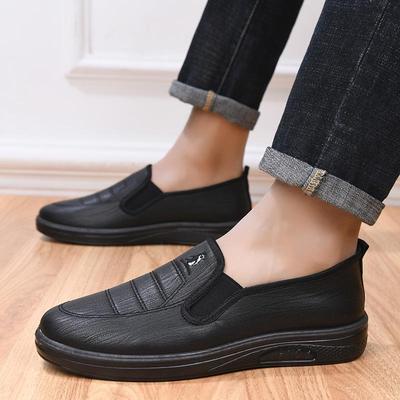 Men's Casual Slip-On Leather Shoes: Soft Sole, Waterproof, Anti-Slip, Easy Wear