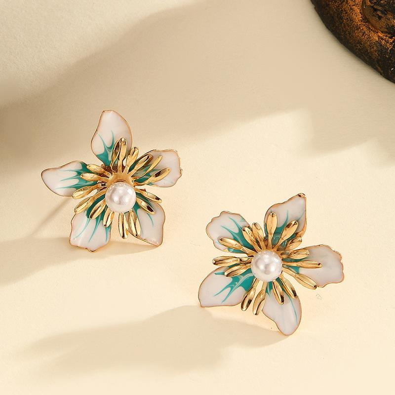 Flower Stud Earrings for Women Girl French Ins Vintage 2025  Korean Wedding Romantic Jewelry Gifts