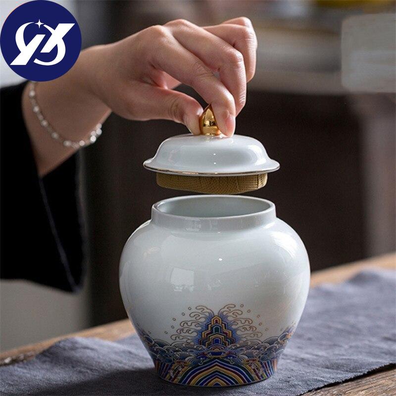 Cutie mare de ambalare pentru ceai, din ceramică emailată, borcan de depozitare pentru bomboane, recipient pentru alimente din porțelan