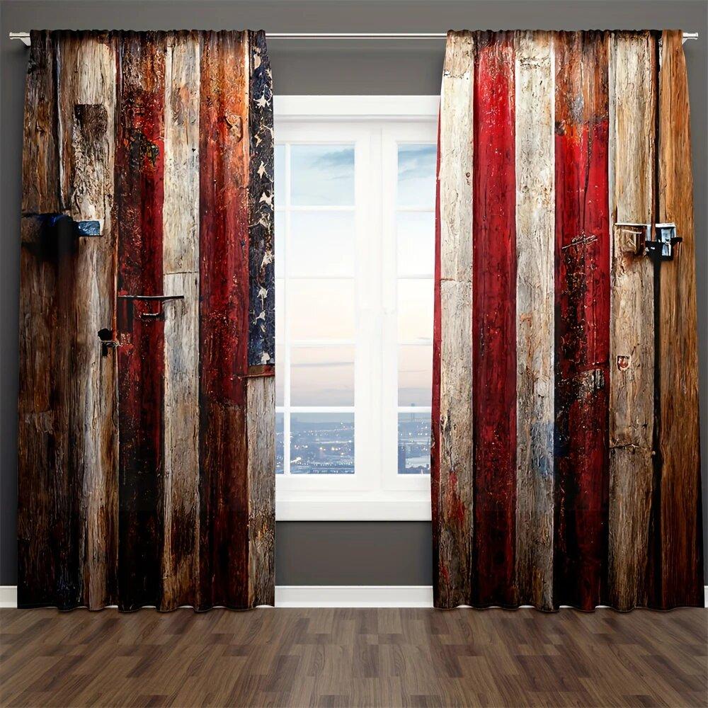 2Pcs- Bohemian Printed Curtains   Pole Bag Curtains 42*84   Bedroom And Living Room   Home Decoration   Room Decoration