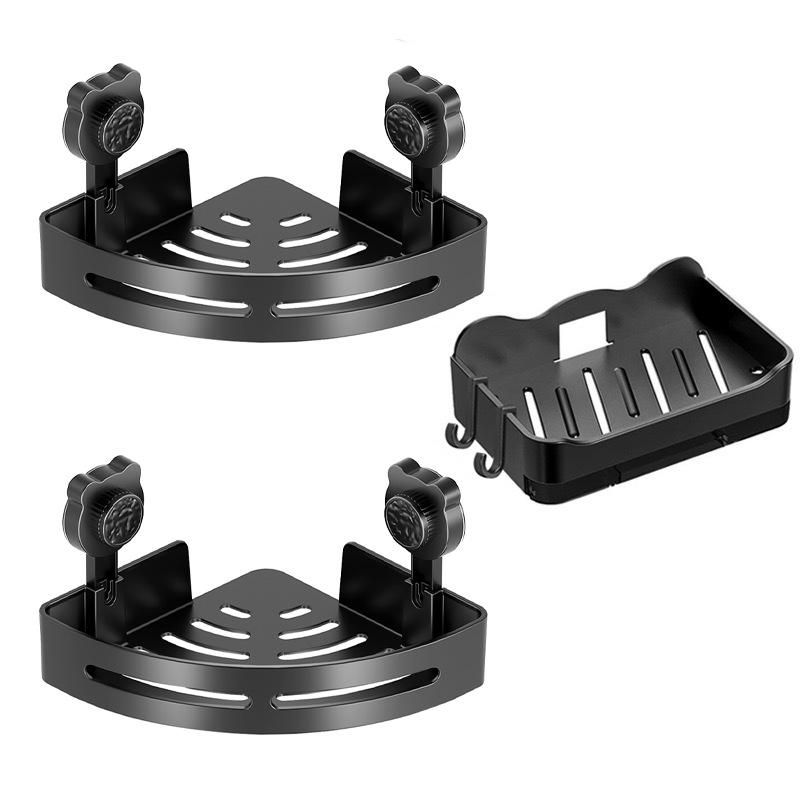 Punch-Free Suction Cup Wall Corner Storage Rack for Bathroom and Vanity