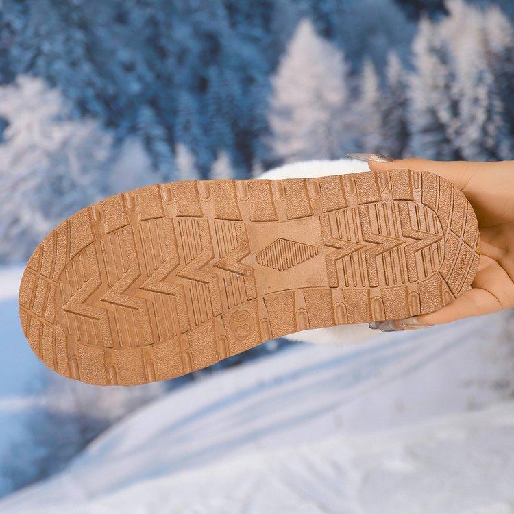 Women's Fur Mouth Large Size Soft Sole Winter Warm Fur Snow Boots Padded Lined Ankle Boots Non-Slip Hiking Casual Sports Cotton Boots