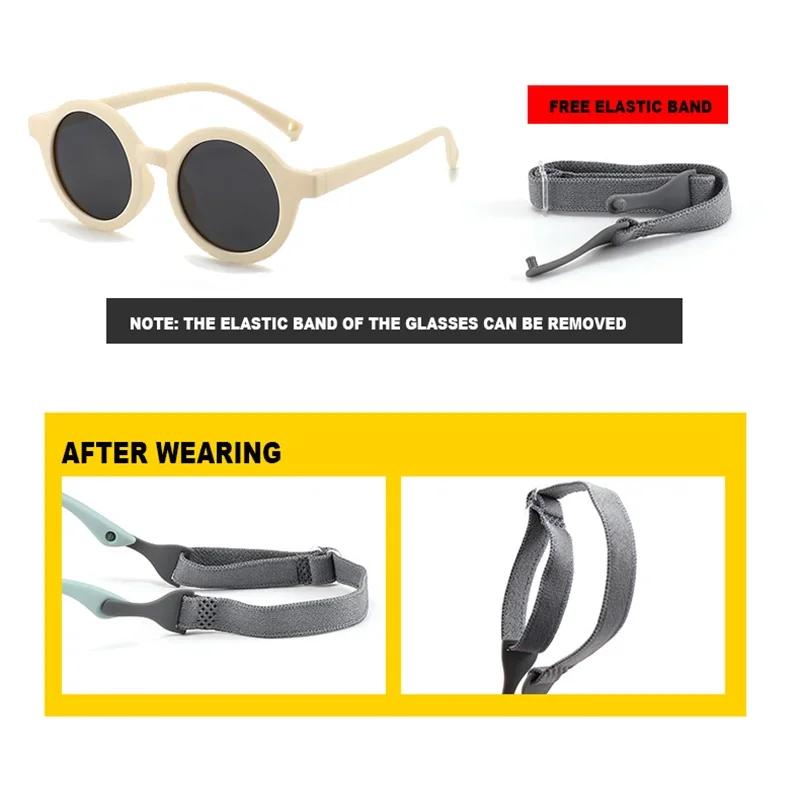 Kids Round TAC Baby Sunglasses Flexible Soft Frame with Strap for Toddler Boys Girls Age 0-3