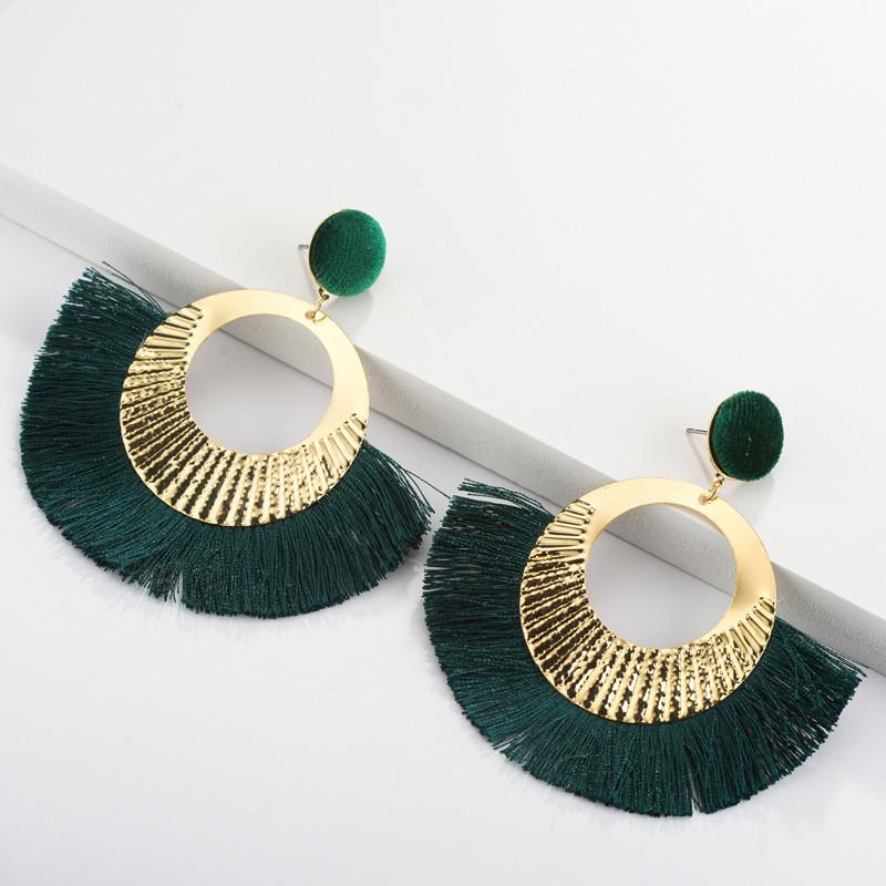Cotton Unique Geometric Tassel Earrings For Women In Multiple Colors