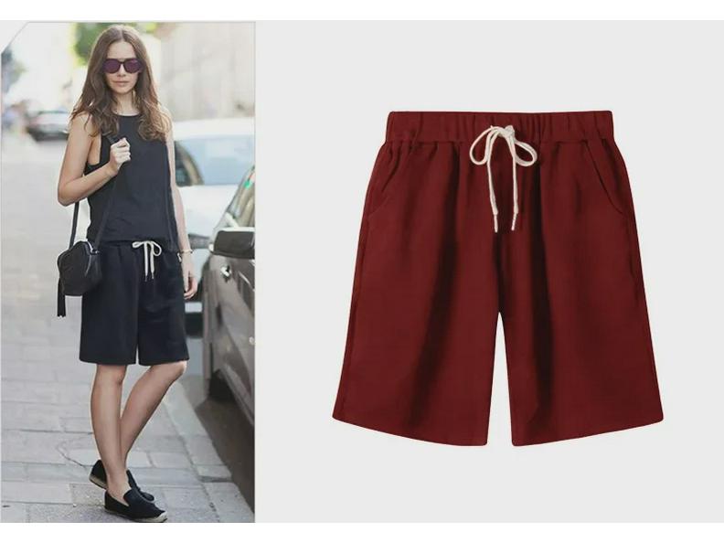 Damen High Waist Einfarbig Lässige Sporthose, Übergröße, Fünf-Punkt-Länge, Kordelzug, Slim Fit