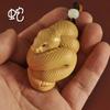Antique Art Size 2.4 Inch Old Chinese Boxwood Hand Carved Vivid Snake Figure Statue Decoration Netsuke Gift Collection