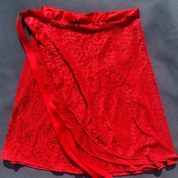 Ballet Chiffon Tulle Midi Skirt with Lace Panel and Tie-Up for Classical and Chinese Dance - Adult and Child Sizes