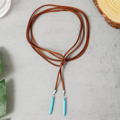 Turquoise Adjustable Suede Rope Women Necklace Bohemian Style Pendant Necklace Hook Earrings Jewelry Accessories