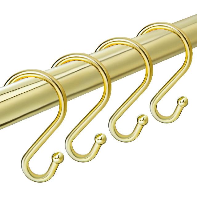 Shower Curtain Hooks Rings, Zinc Alloy S Shaped Shower Hooks Rust Proof, Shower Curtain Hangers for Shower Curtain, Kitchen, Wardrobe & Garden,