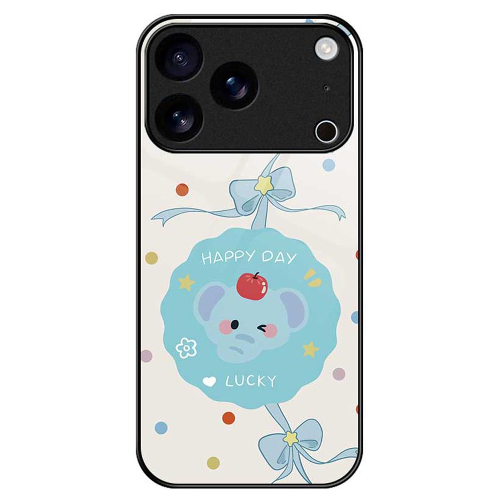 For iPhone 17 Pro Max Case Anti Drop TPU PC Tempered Glass Pattern Printing Phone Back Cover