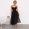 Women Mesh Swing Cocktail Dress Sleeveless Spaghetti Strap A Line Tulle Dress Formal Wedding Guest Dress