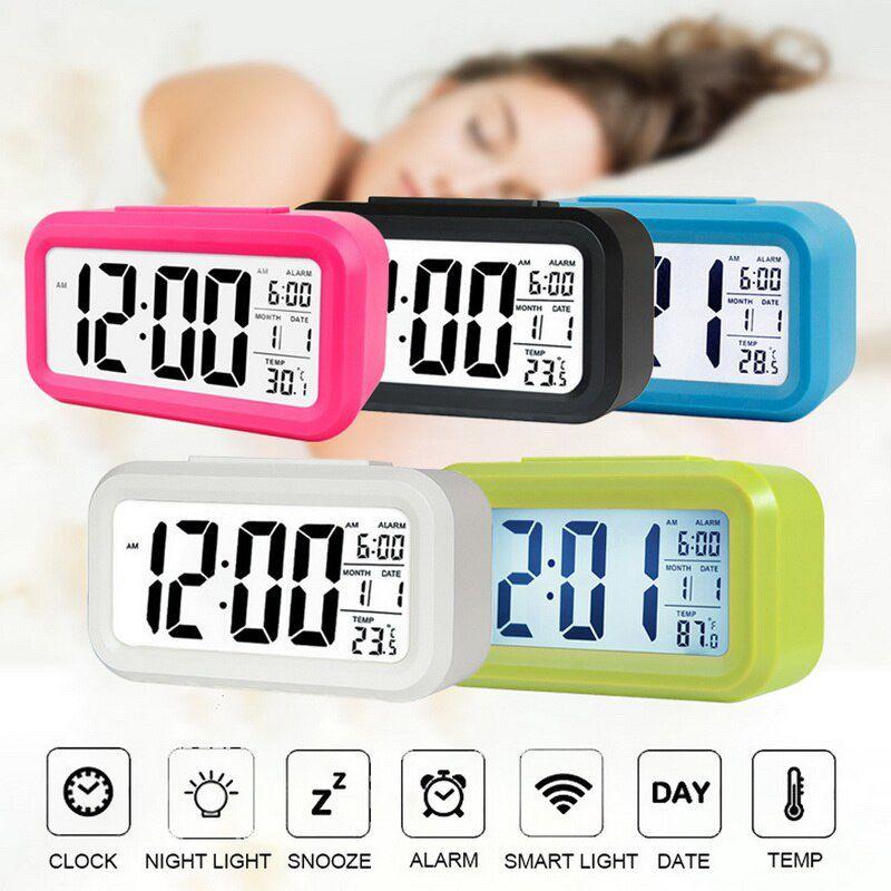 Digital Display Alarm Clock With Snooze Night Light Thermometer- Home Battery Operated