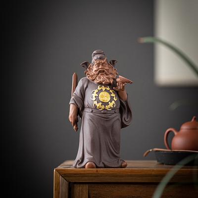 Zhong Kui Ceramic Mythical Statue, Auspicious Blessing Decoration Traditional Chinese Craftsmanship Home Furnishings Office Desk