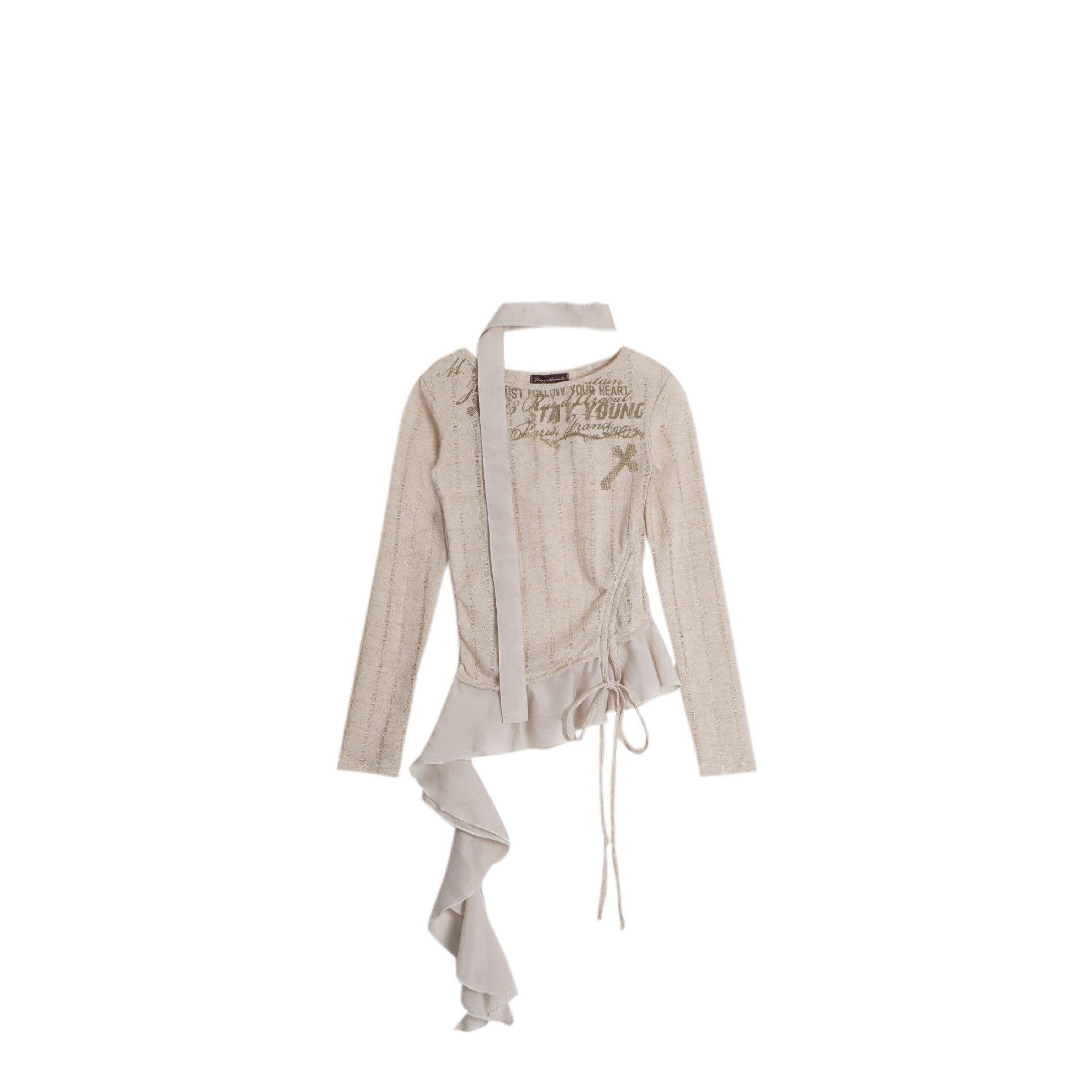 

Новая американская футболка с длинным рукавом в стиле хот-гёрл, с дизайном личности, облегающего кроя L хаки