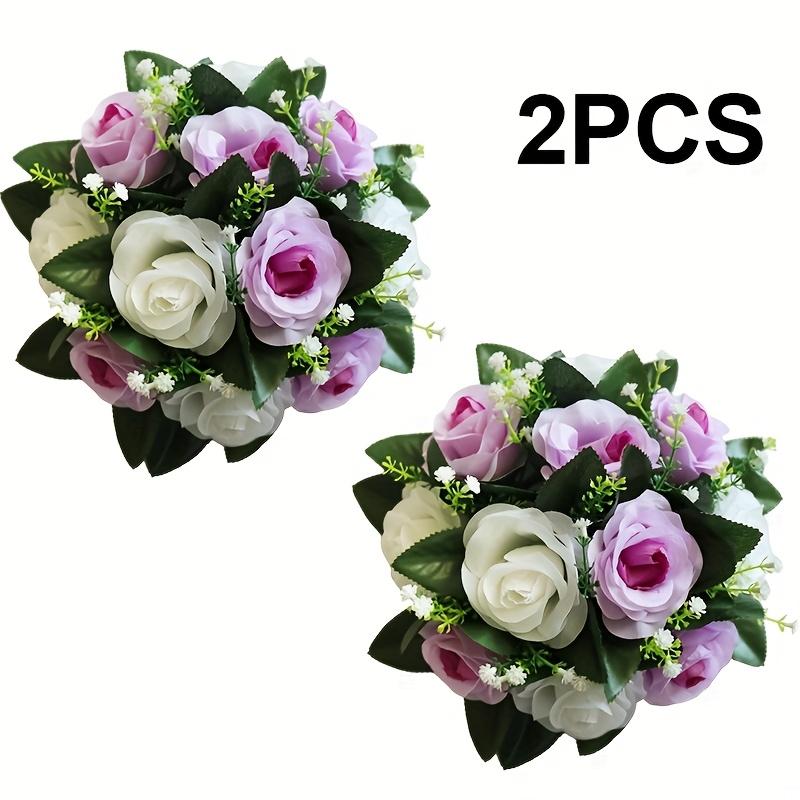 2Pcs Artificial Flower Wreath, New Year Decoration, Wedding Scene Props, Floral Arrangement Ornament, Table Party Home Decor, Fake Flowers, Hotel