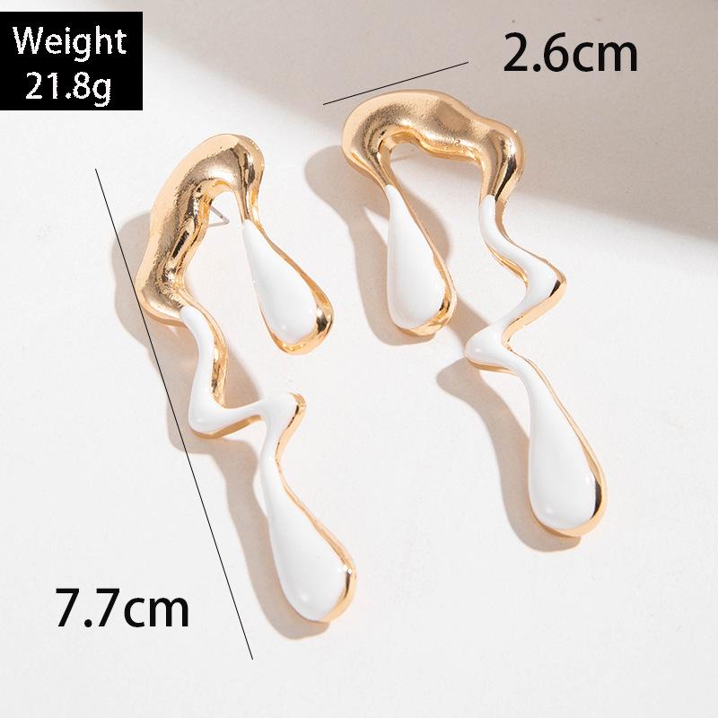 Fashion Multi-color Alloy Dripping Oil Irregular Earrings Niche Personality Liquid Design Sweet Cool Earrings