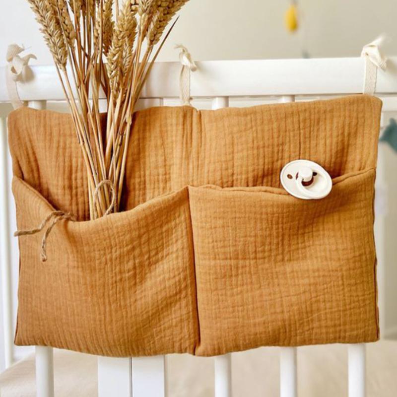 Baby Crib Organizer Cot Caddy Bed Storage Bag 2 Pockets Bedside Hanging Diaper Nursery Toys Bag Diapers Stroller Organize