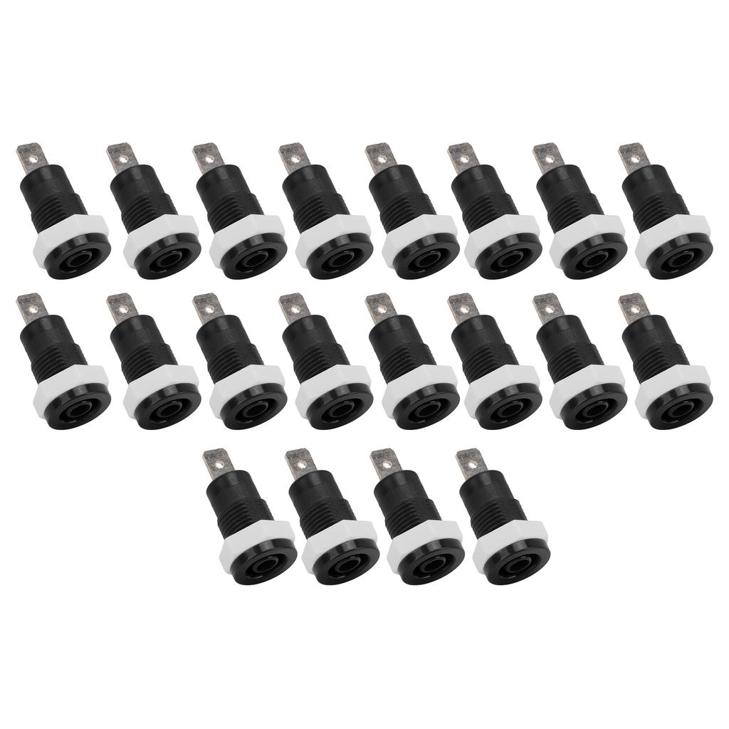 20Pcs Set Banana Socket Female Connector 4mm 0.16in Brass Terminal Stable Current for Ships RVs TrucksBlack