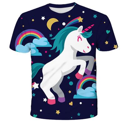 Baby Girls Cartoon T-shirt Unicorn Short Sleeve Summer Children's Casual T Shirts Cute Animal Top 3-14Y Kids Clothing Boys' Tees
