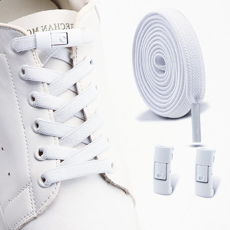 Flat Elastic Shoelace for Sneakers Sport Tieless Shoe Laces Press Lock No Tie Shoelaces One Size Fit All Adult Kids 1Pair/2Pair