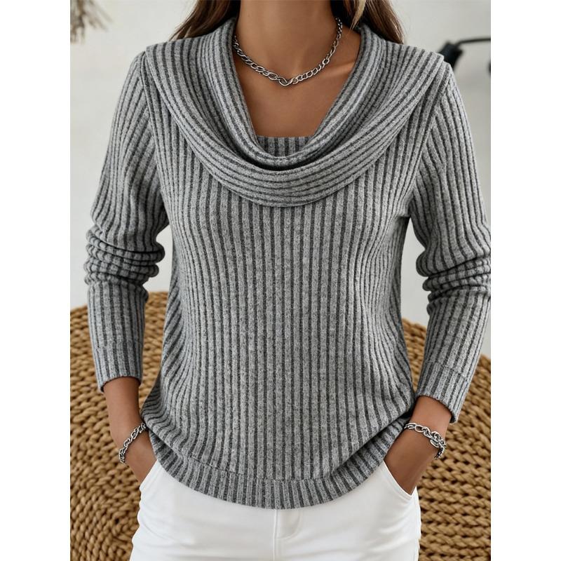 Spring and Autumn Hot Sale New Women's Casual Loose Fashionable Solid Color Pit Long Sleeve Sweater Tops