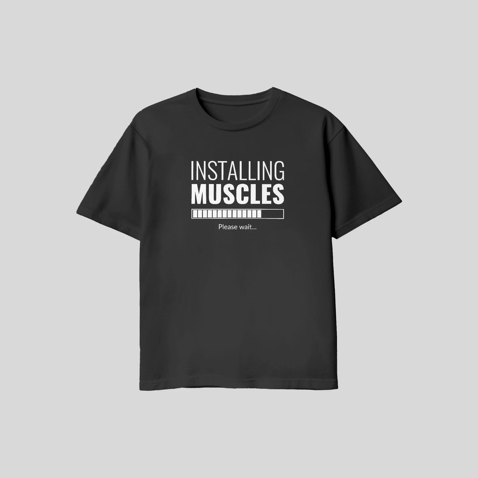 Unisex Adult Casual Graphic Installing Muscles Motivation Gym Weigh... XXL