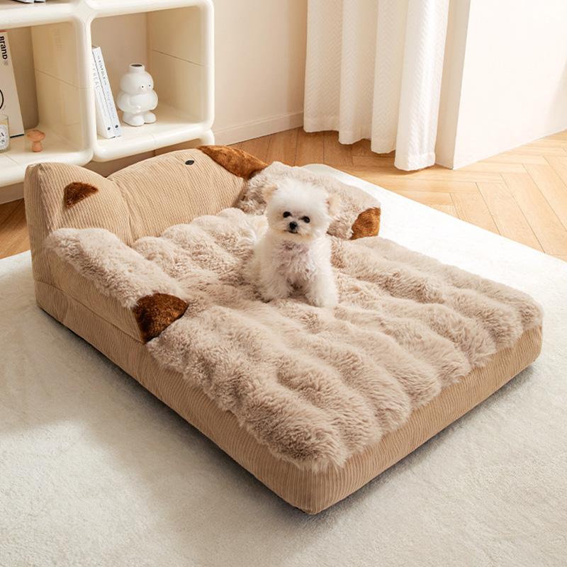 Winter Dog Cat Bedding Removable Cover Pet Sofa Bed Washable Thermal Insulation Cushion Anti Slip Bottom Chew Resistant Durable Pet Furniture