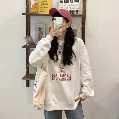 Thin Sweatshirt Women's Autumn New Korean Style Loose Harajuku Style Long-sleeved Student Top for Women