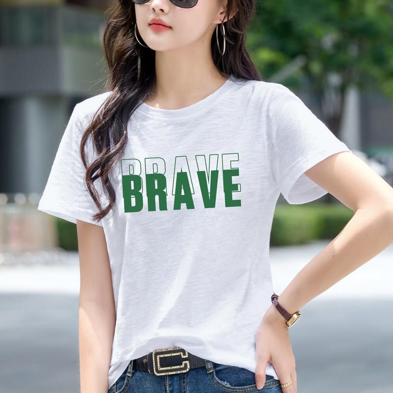 

Short Sleeved T-shirt Women s Summer Pure Cotton Half Sleeved Casual Versatile Simple Shirt M білий