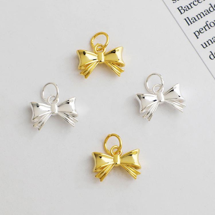 S925 Sterling Silver Bow Pendant: DIY Crystal Pearl Bracelet/Necklace Jewelry Accessory