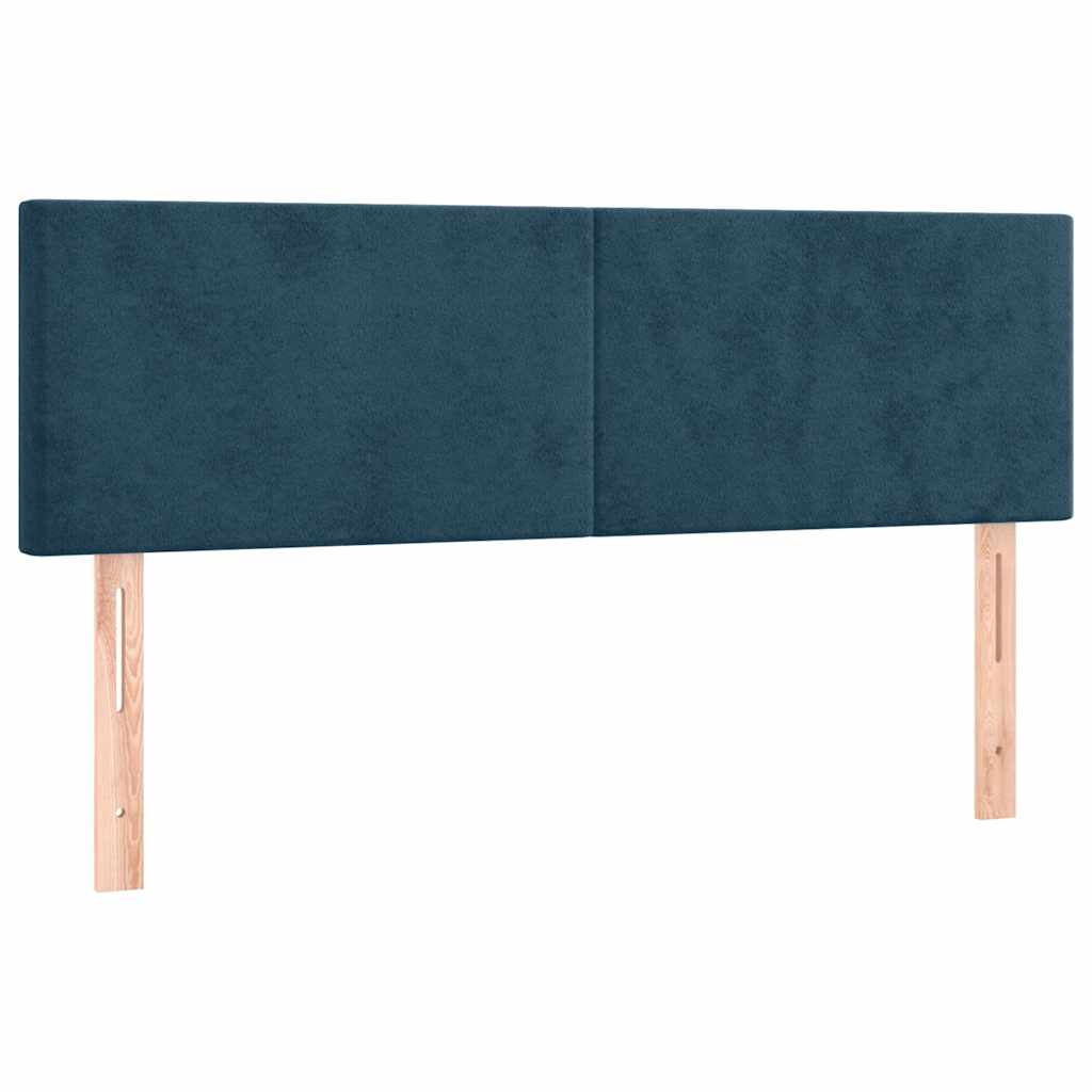 Box Spring Bed with Mattress Dark Blue 140 x 190 cm Velvet